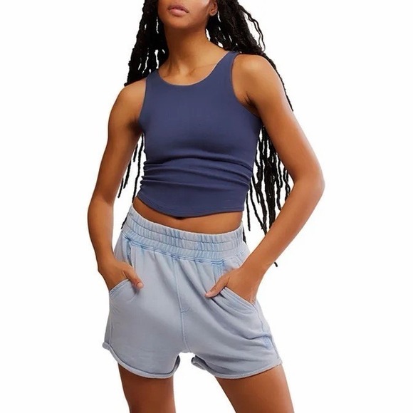 Free People Tops - Free People Free Throw Unwind Cami Womens M/L Navy New Ribbed Cut-Out Back